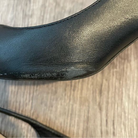 ALFANI Babbsy Black Leather Pointed Toe Slingback Kitten Heels - Picture 5 of 11